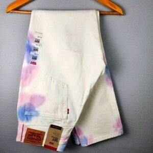 Levi's High Rise Jeans - White with Pink and Blue Accents